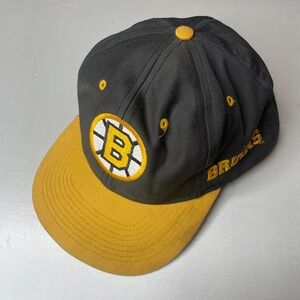 Vintage Boston Bruins NHL Black Yellow Snapback Baseball‎ Cap One Size Fits All